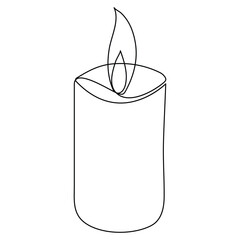 Burning fire candle continuous one line drawing vector isolated on white. Vector illustration