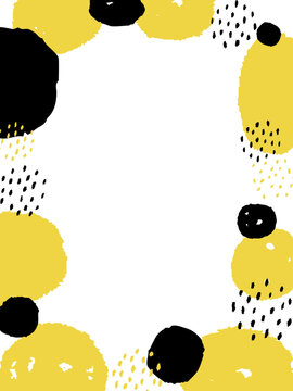 Yellow and black hand drawn cute scandinavian style background frame