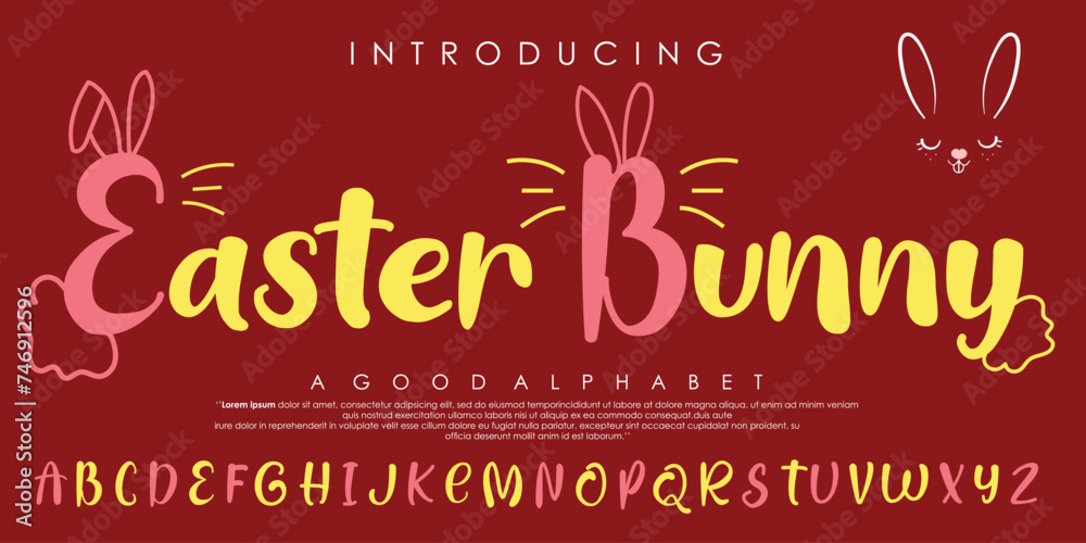 Fototapete modern easter bunny alphabet font design with bunny ears and elegant modern vector calligraphy desig