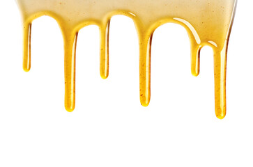 Honey dripping seamlessly repeatable from the top over white with copyspace and text, Organic product from the nature for healthy with traditional style, PNG transparency