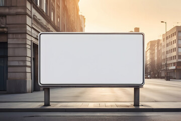 Horizontal billboard blank on street. Billboard mockup template. Promotion template