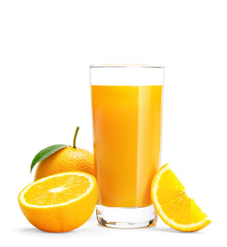 Fresh orange slice with orange juice on desk, healthy and juicy organic tropical delight, PNG transparency with shadow