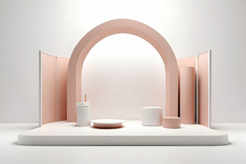 3d render minimalist exhibition booth. Exhibition stand mockup template. Promotion center
