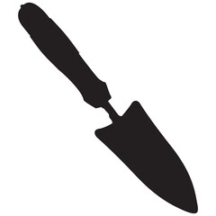 Garden hand shovel in silhouette