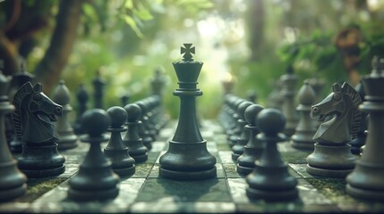 Strategic Triumph Business Strategy Planning Concept with Chess Board Game, Checkmate Business Management, Leadership Success, and Teamwork