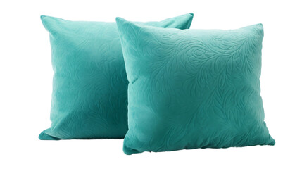 Assorted cyan rectangular pillows showcased as decorative accents, enhancing the ambiance of a room with their vibrant hue, free from any brand markings.