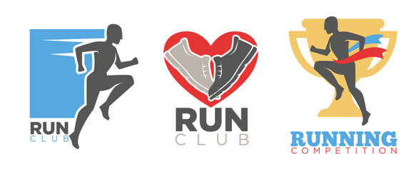 Run club, running competition emblem or logotype
