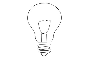 Light bulb isolated on white light bulb one line outline vector art illustration