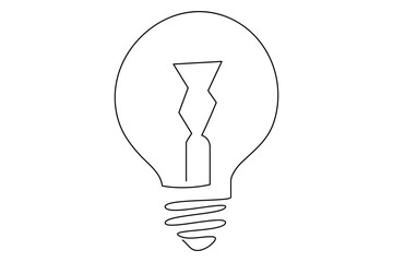 Light bulb isolated on white light bulb one line outline vector art illustration