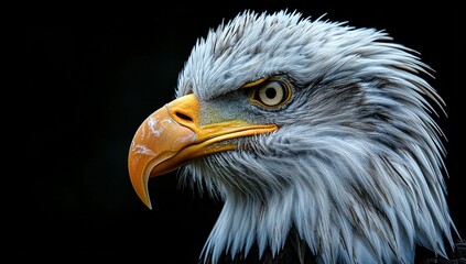Obraz premium Bald eagle. Bird portrait. three-piece feather freedom headshot.