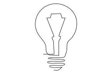 Light bulb isolated on white light bulb one line outline vector art illustration