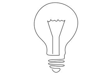 Light bulb isolated on white light bulb one line outline vector art illustration