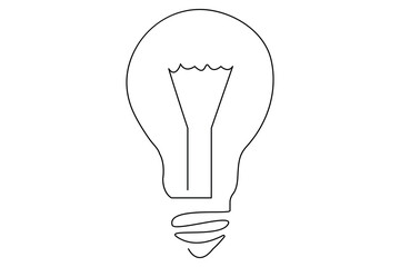 Light bulb isolated on white light bulb one line outline vector art illustration