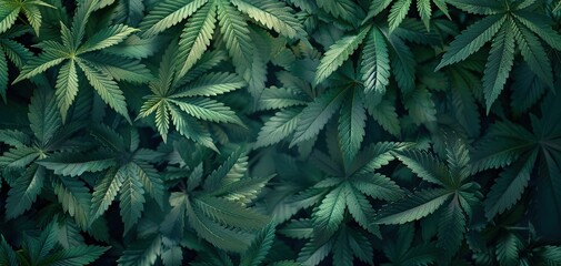 A full frame of marijuana foliage, background wallpaper - obrazy, fototapety, plakaty