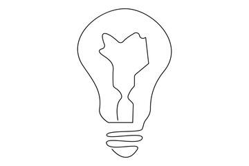 Light bulb isolated on white light bulb one line outline vector art illustration