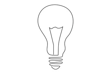 Light bulb isolated on white light bulb one line outline vector art illustration