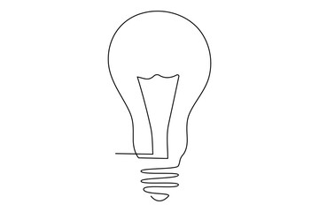 Light bulb isolated on white light bulb one line outline vector art illustration