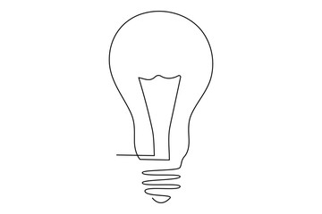 Light bulb isolated on white light bulb one line outline vector art illustration
