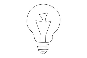 Light bulb isolated on white light bulb one line outline vector art illustration