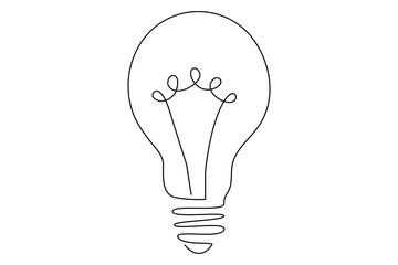 Light bulb isolated on white light bulb one line outline vector art illustration