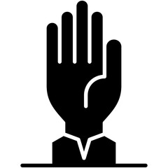 Hand Raised Icon. Volunteer Available to Help Pictogram Graphic Illustration. Isolated Simple Solid Icon For Infographic, App and Web Button.