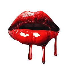 Womans Mouth With Dripping Red Lipstick