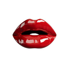 Naklejka premium Close Up of Red Lip on White Background