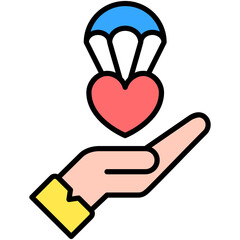 Obraz premium Humanitarian Icon. Charity Food Aid Pictogram Graphic Illustration. Isolated Simple Filled Line Icon For Infographic, App and Web Button.