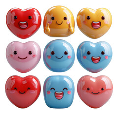 Group of Heart Shaped Toys Sitting Together