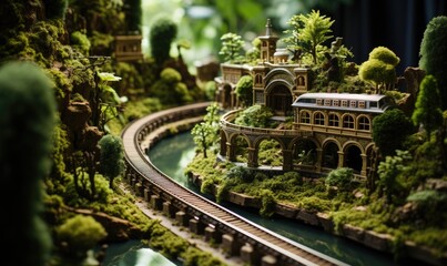 miniature train tracks, ancient settlements - obrazy, fototapety, plakaty