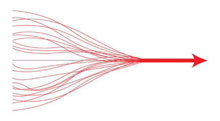 Converging arrows infographic vector illustration.