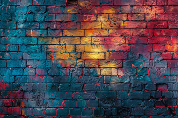 Farbenfrohe Wand: Bemalte Backsteinwand als kreative Wandgestaltung