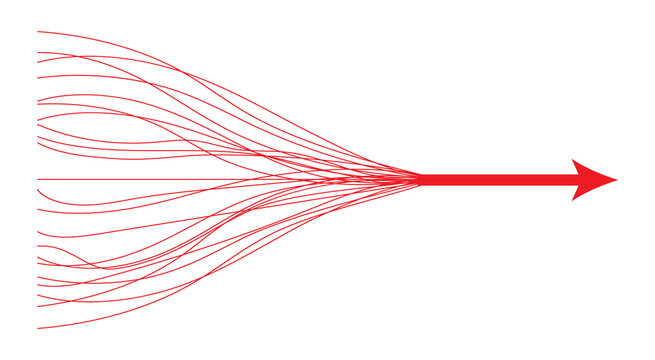 Converging arrows infographic vector illustration.