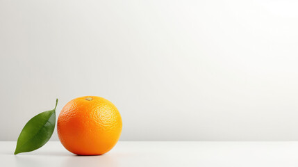 minimalist single Mandarin orange fruit with empty space for text on white background created with Generative AI Technology 