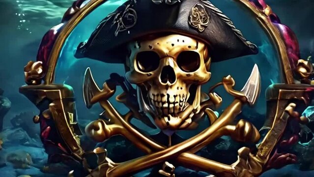 skull a pirate treasure under the sea