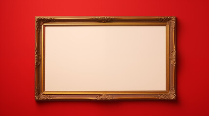 Beautiful vintage oil painting frame picture on red background
