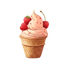ice cream, soft cream, various flavors, fruit, lemon, blueberry, strawberry, orange, cherry, vanilla, milk, chocolate Illustration, isolated icon