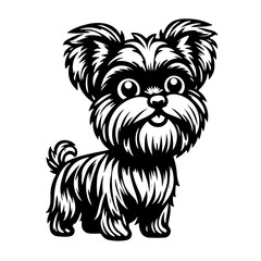 affenpinscher dog pet portrait in line art or stencil art, isolated on white background