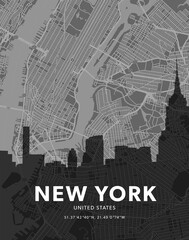 Highly Detailed Decorative New York City Map Poster - USA Cityscape Art
