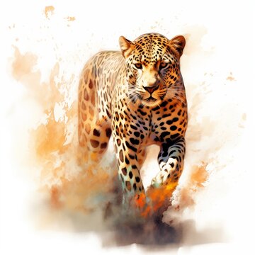 Colorful painting leopard