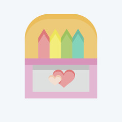 Icon Crayons. related to Kindergarten symbol. flat style. simple design editable. simple illustration