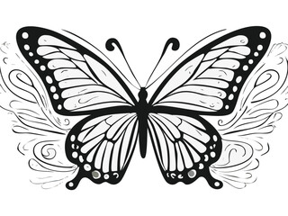 Hand drawn butterfly stencil element