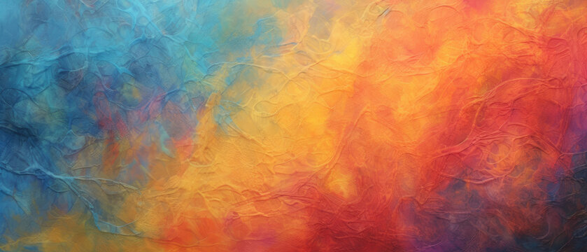 Abstract acrylic paint grunge texture with rainbow cloudy colors layered gradient technicolor 