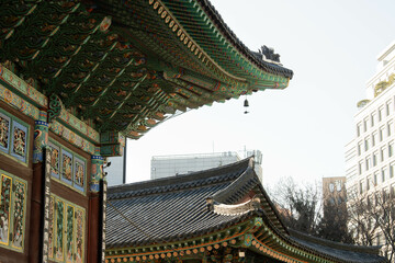 Fototapeta na wymiar Architecture at Korean Buddhist Temple