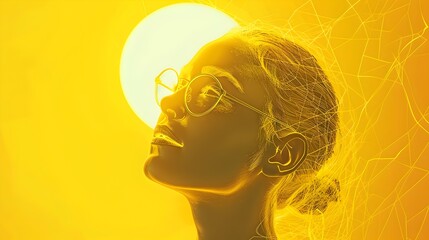 Golden Hour Illustration of a Woman Looking Up at the Sun
