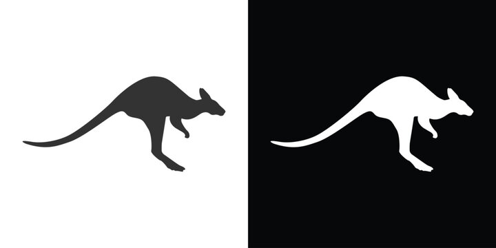 silhouette of a kangaroo on black and white