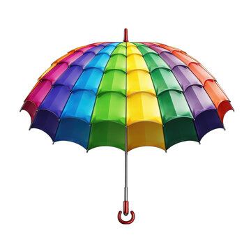 a colorful Rainbow umbrella on white background