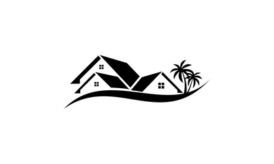 house and palm trees