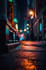 Street at night in Bokeh background