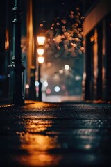 Street at night in Bokeh background